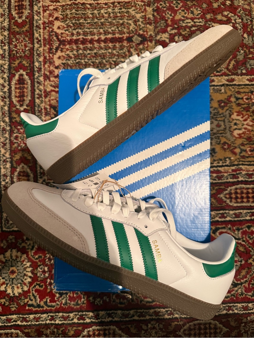 adidas Samba OG Footwear White Green with Gum Sole